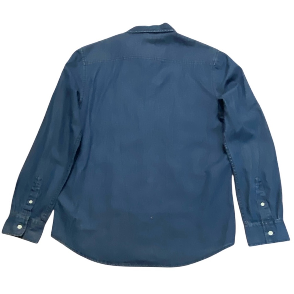 Forever 21 Men’s Dark Blue Denim Button Up Long‎ Sleeve 100% Cotton Shirt Sz L - Picture 4 of 4